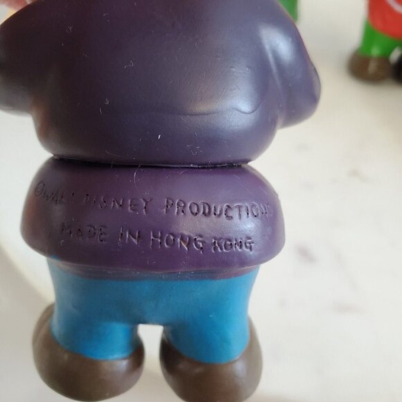 VINTAGE Snow White Seven Dwarfs Set Rubber Squeaky Toys Figure Made In Hong Kong - Picture 12 of 12